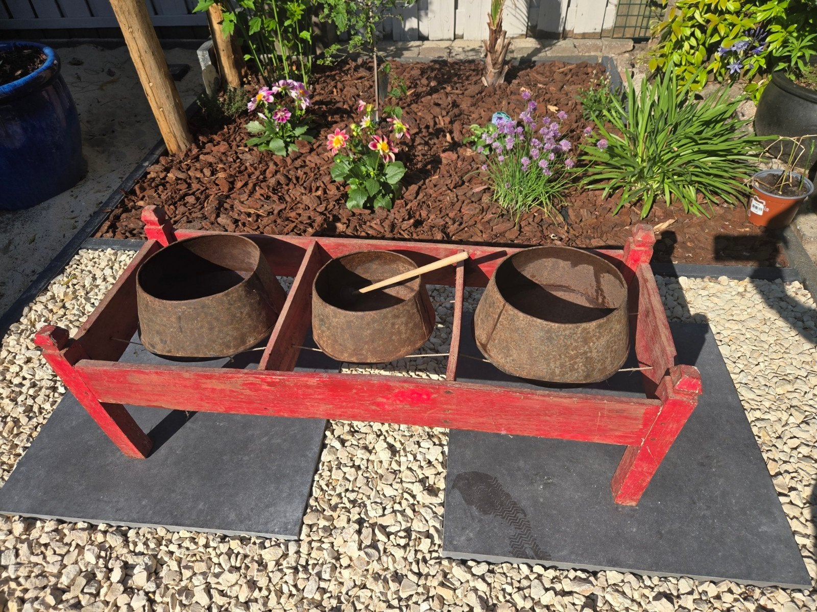 Tibetaans klankschalen bed, Ophalen, Gebruikt, Rood, Set