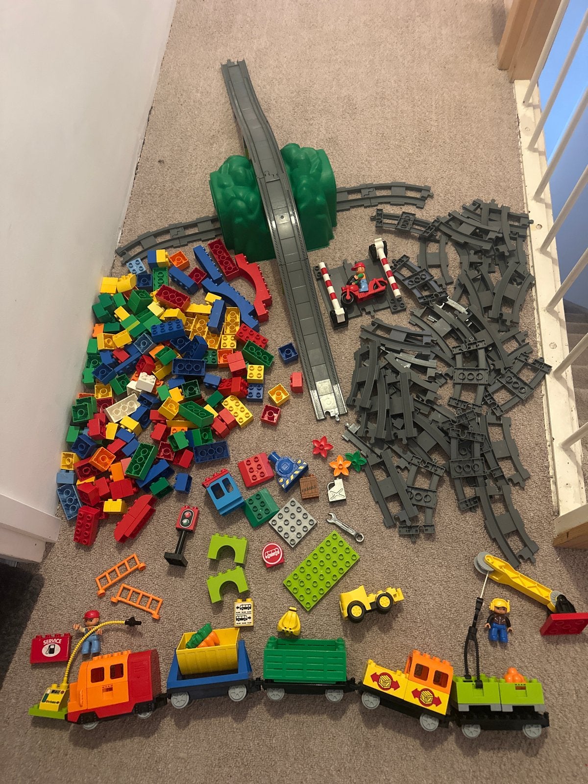 Grote LEGO Duplo Treinset met veel rails en blokken, Ophalen, Gebruikt, Duplo, Inclusief accessoires