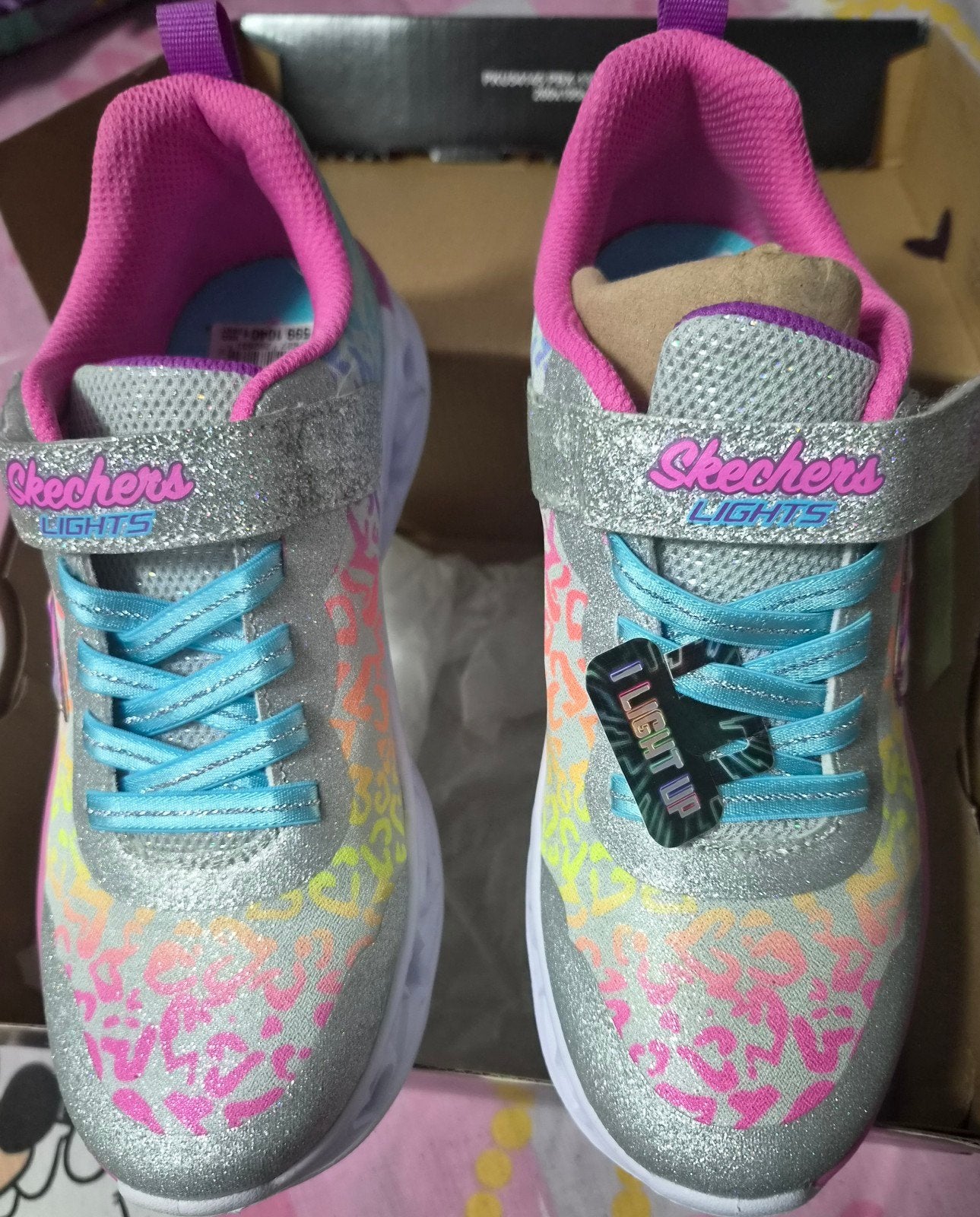 Skechers S Lights Leopard Hearts Meisjes Sportschoenen, Meisje, Sportschoenen, Nieuw, Skechers