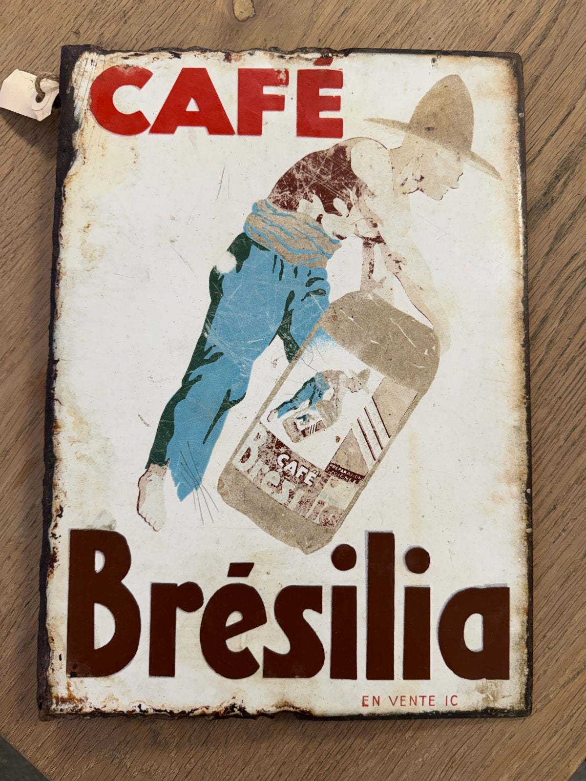 Vintage Café Brésilia emaille reclamebord, Ophalen of Verzenden