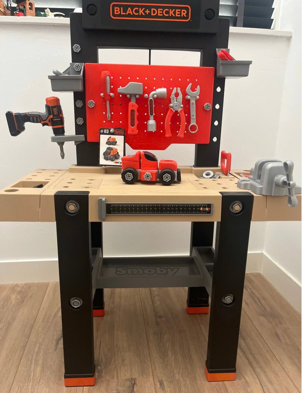 Black+Decker Smoby Werkbank met Gereedschap en Auto, Ophalen, Zo goed als nieuw, Knutselen