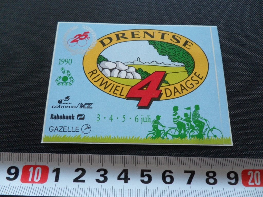 sticker 25e Drentse Rijwiel 4 daagse  GAZELLE RABOBANK *, Ophalen, Zo goed als nieuw