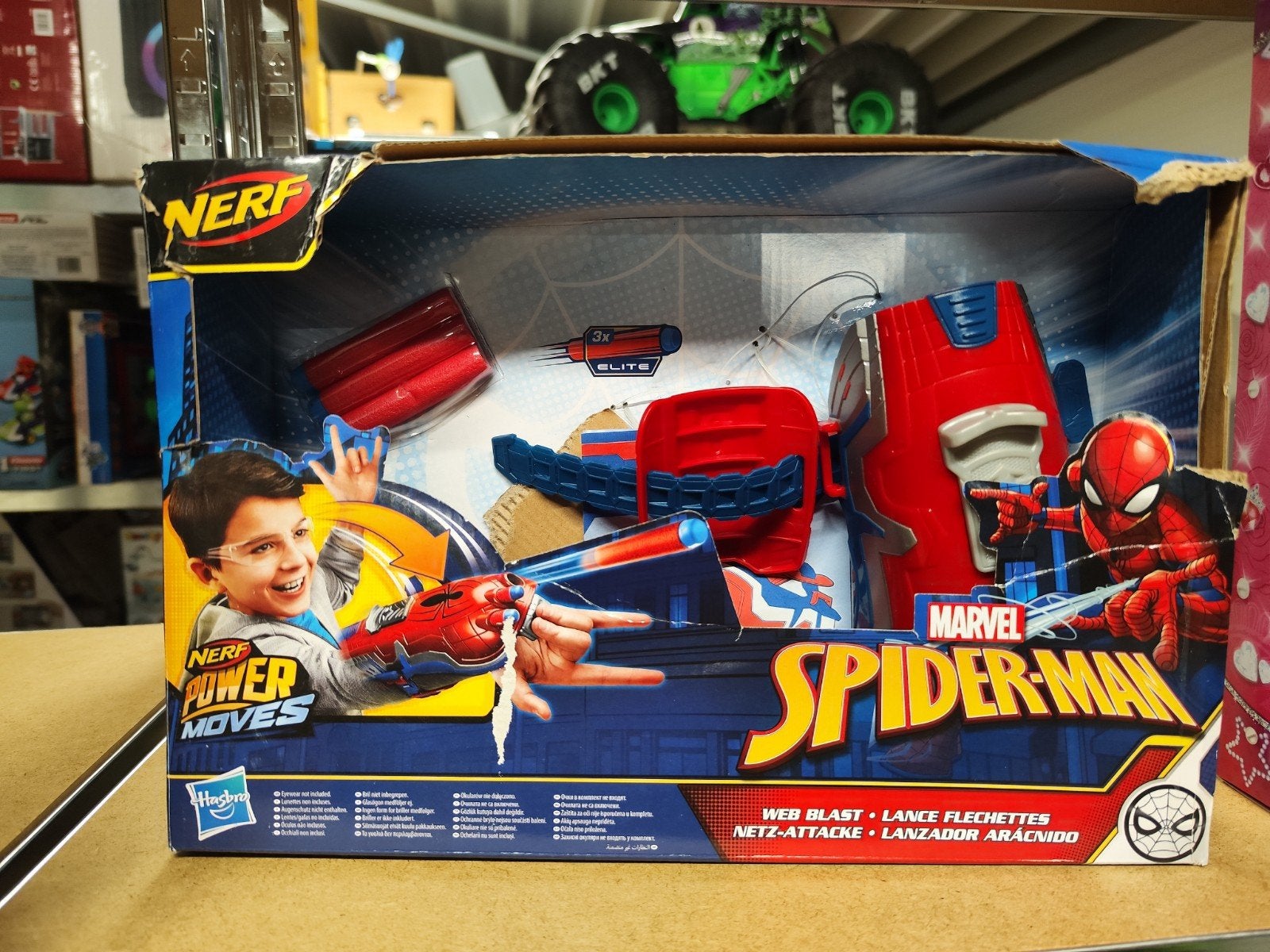 NERF Power Moves Marvel Spider-Man Web Blast Blaster, Ophalen of Verzenden, Zo goed als nieuw