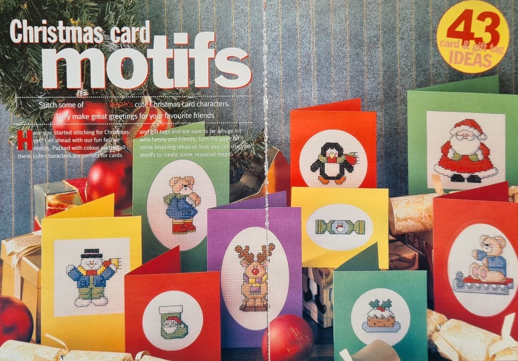 29 Kerst kaart borduurpatronen o.a. kerstsok, rendier, Ophalen, Nieuw, Handborduren, Patroon