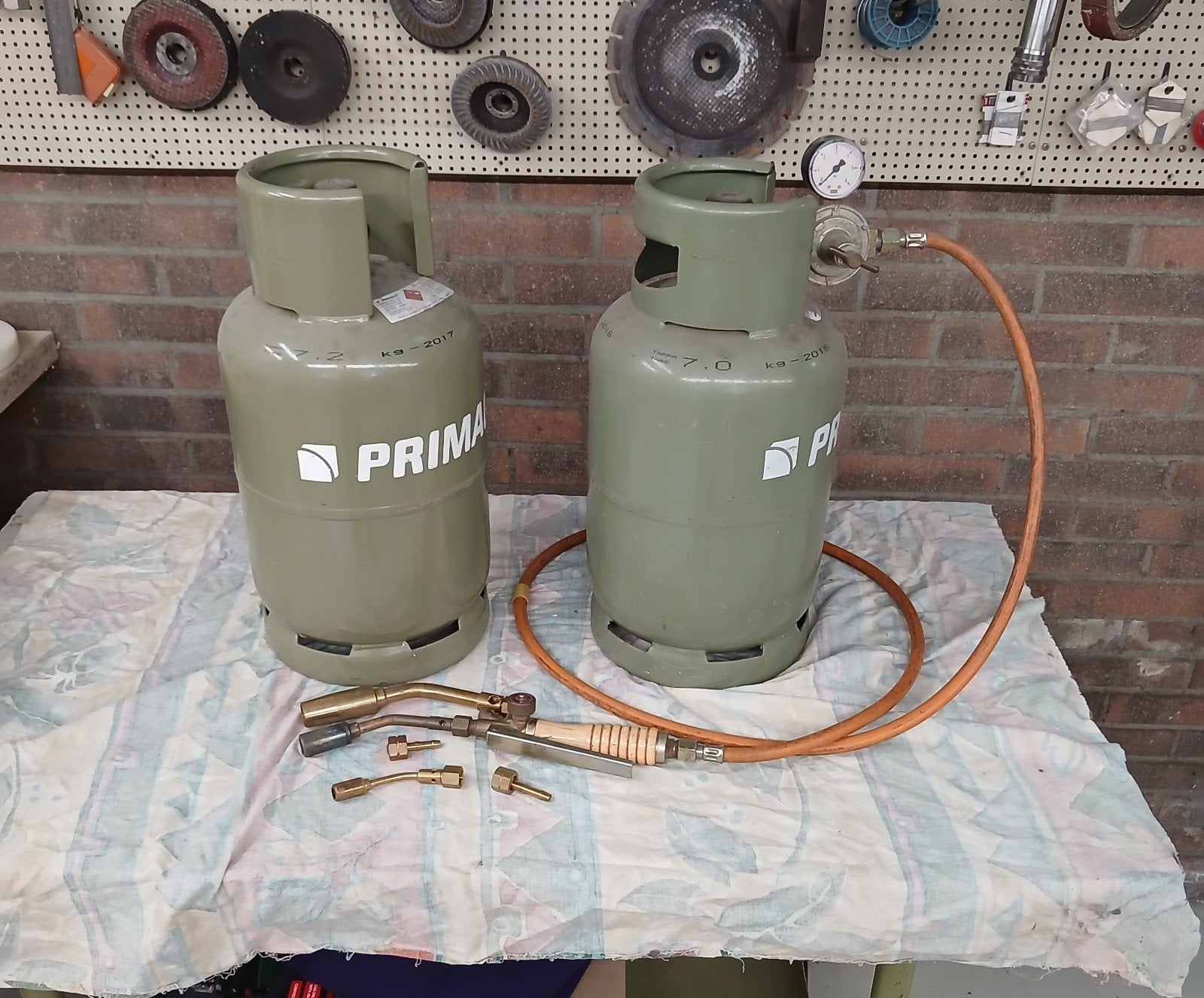 gasbrander GOk met 2 propaanflessen en extra branders, Ophalen, Gebruikt, Overige typen, Overige merken