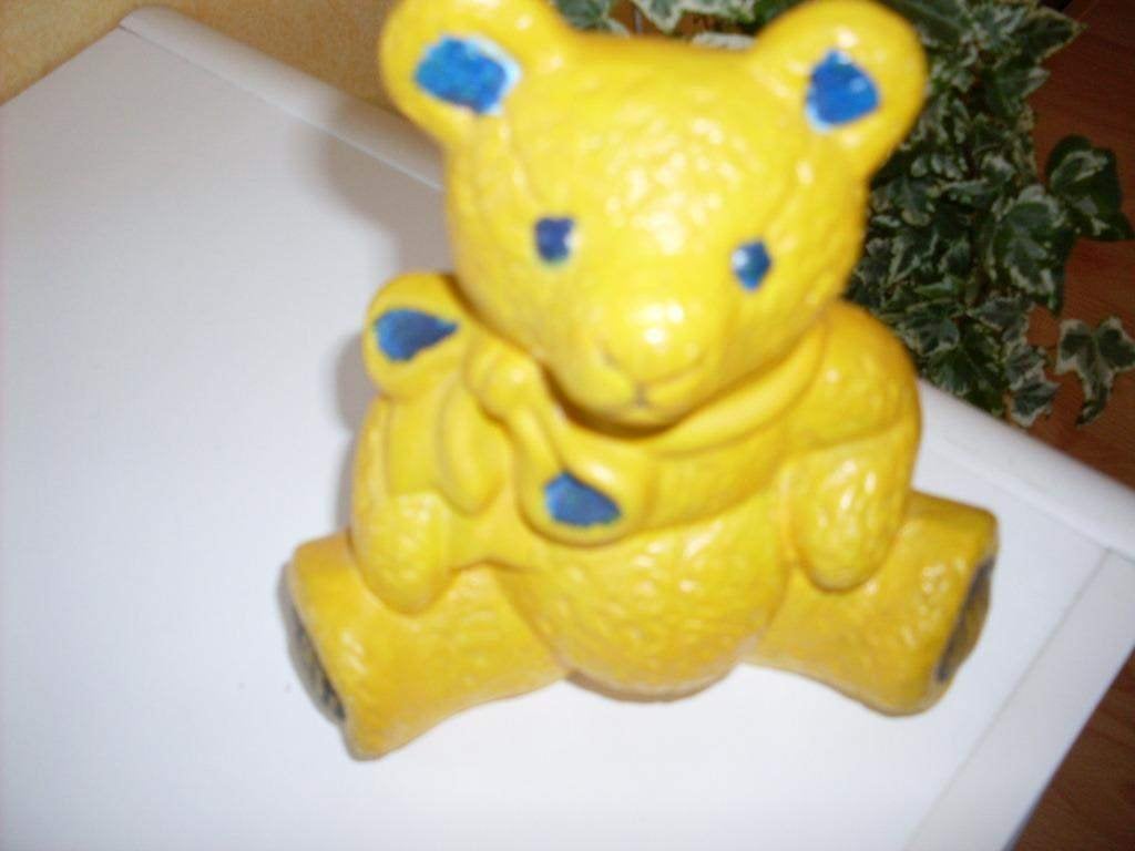 de gele stenen beren beeld van 13cm hoog, Verzamelen, Beelden en Beeldjes, Ophalen, Zo goed als nieuw, Fantasy