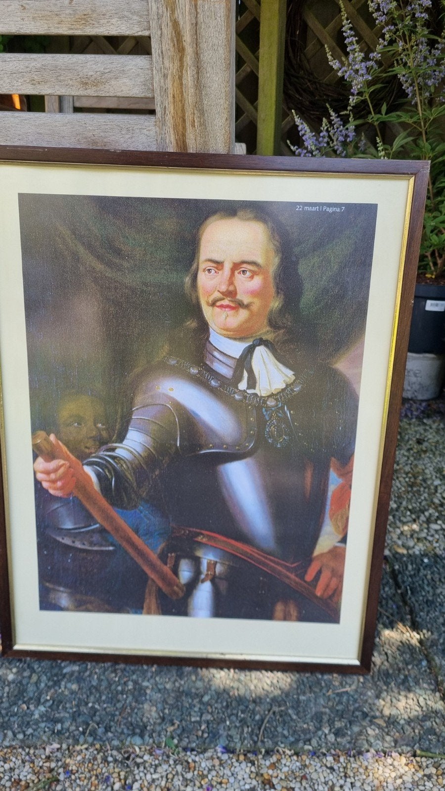 Vintage portret Michiel de Ruyter in harnas, Antiek en Kunst, Kunst | Schilderijen | Klassiek, Ophalen, Portret of Personen, Print