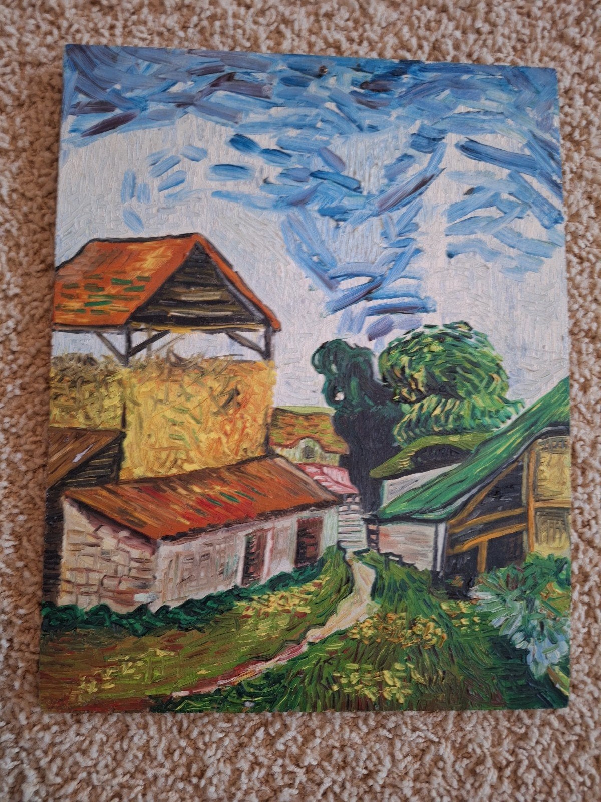Olieverfschilderijen: Landschap in Van Gogh-stijl, Ophalen of Verzenden