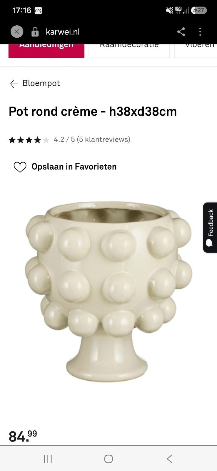 Gezocht! Vaas Karwei 38x38, zie afbeelding, Ophalen of Verzenden