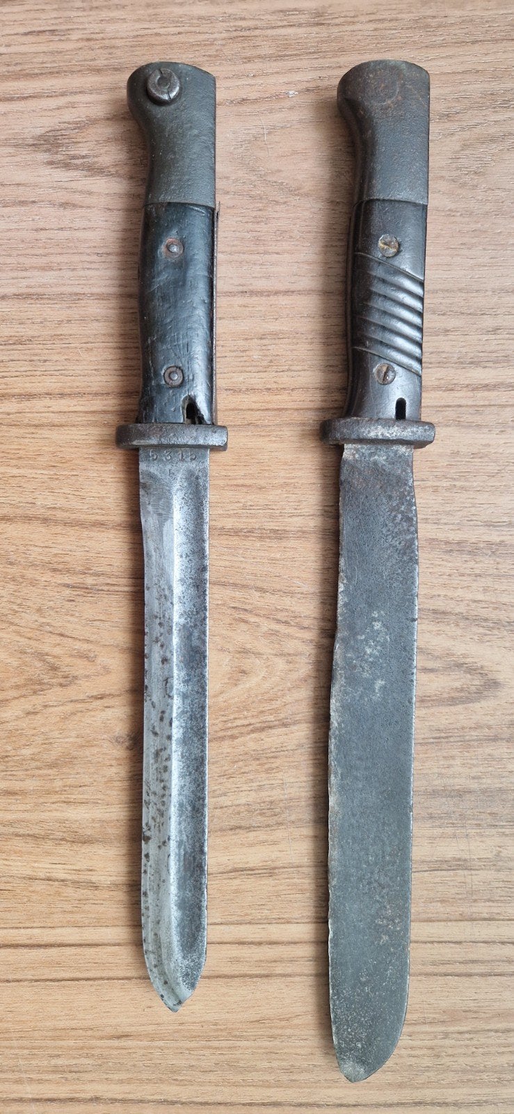 2 K98 bajonetten omgebouwd tot gebruiksvoorwerpen., Ophalen of Verzenden, Landmacht, Duitsland, Mes of Dolk