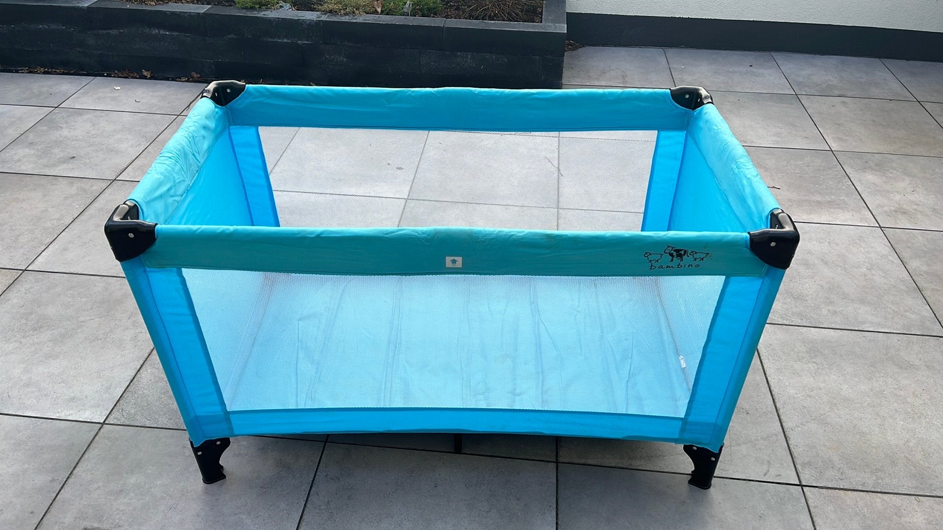 Campingbedje blauw bambino, Ophalen, Gebruikt, Rechthoekig