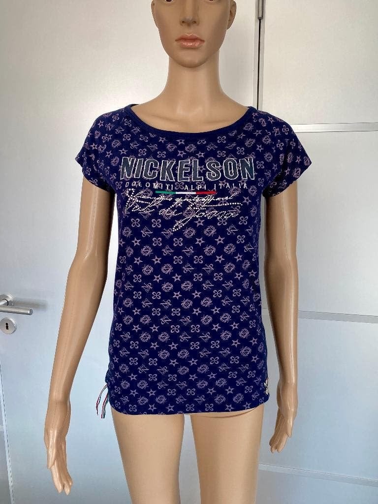 K155 Origineel Nickelson maat S=36 T-shirt top donker-blauw, Blauw, Nickelson, Ophalen of Verzenden, Zo goed als nieuw