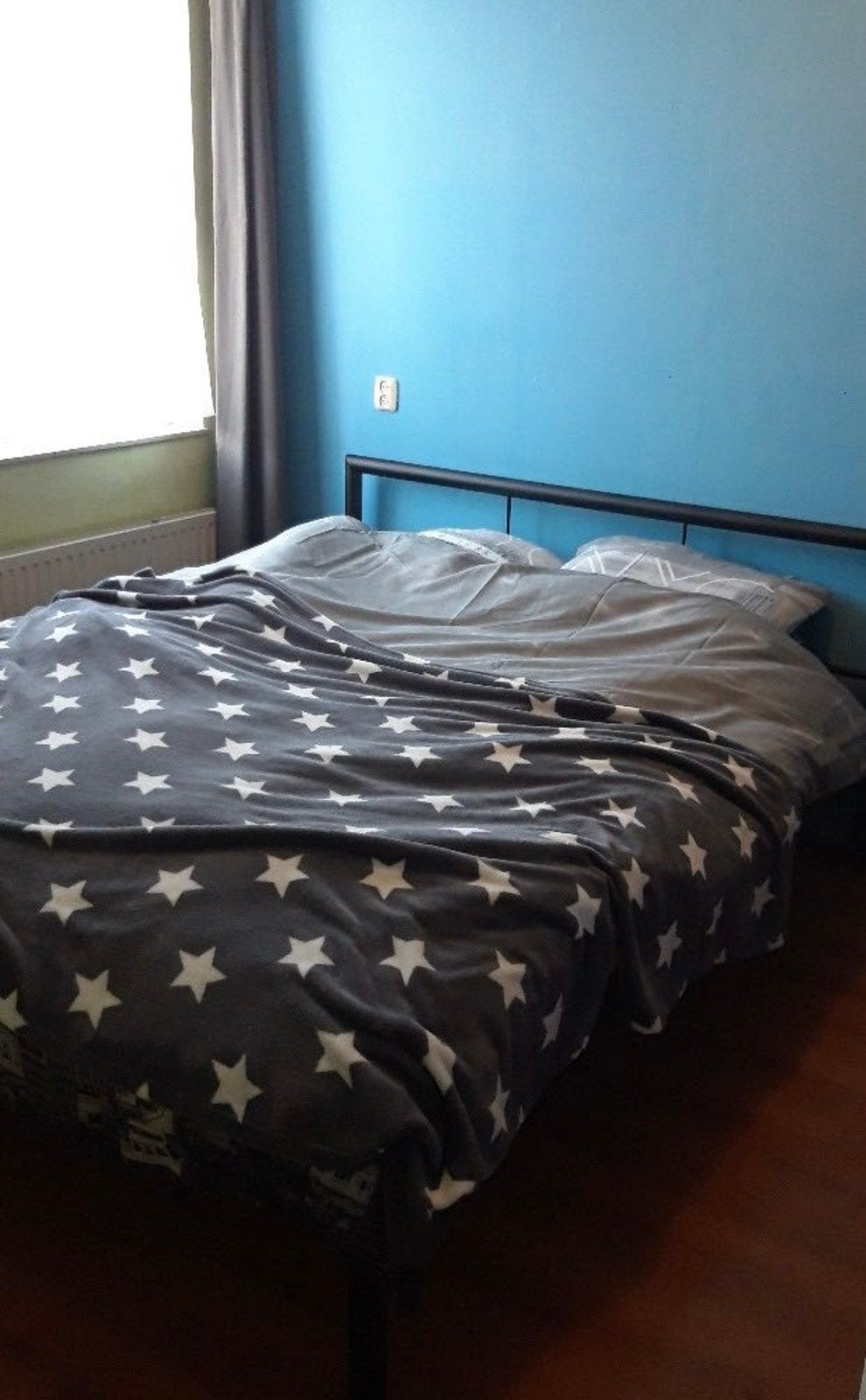 Zwart metalen bed, Ophalen, Zwart, Tweepersoons, Zo goed als nieuw