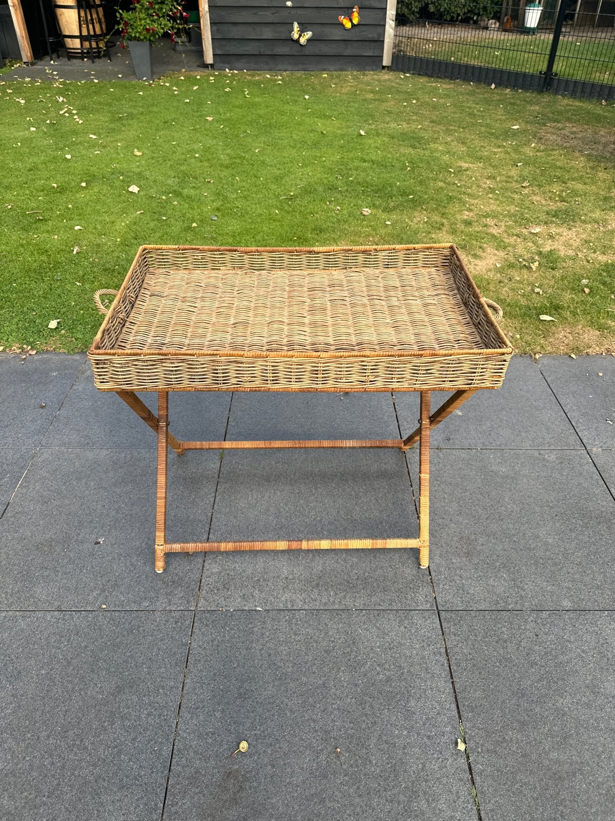 Birma Riet Butler Tray - Landelijke Stijl Rivièra Maison, 45 tot 60 cm, Gebruikt, Rechthoekig, Hout