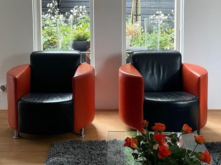 2 Kleurrijke Montel fauteuils, Ophalen, Zo goed als nieuw, 75 tot 100 cm, Modern