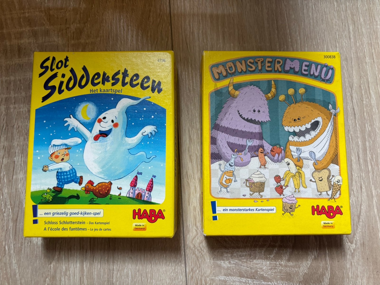 2 x haba kaartspel slot sidderstein en monstermenu, Ophalen of Verzenden, Zo goed als nieuw