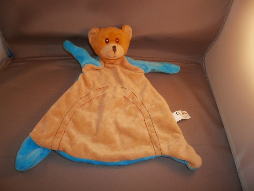 Toi-toys beer knuffeldoek bruin blauw korte armen velours, Beer, Nieuw, Ophalen of Verzenden, Wasbaar