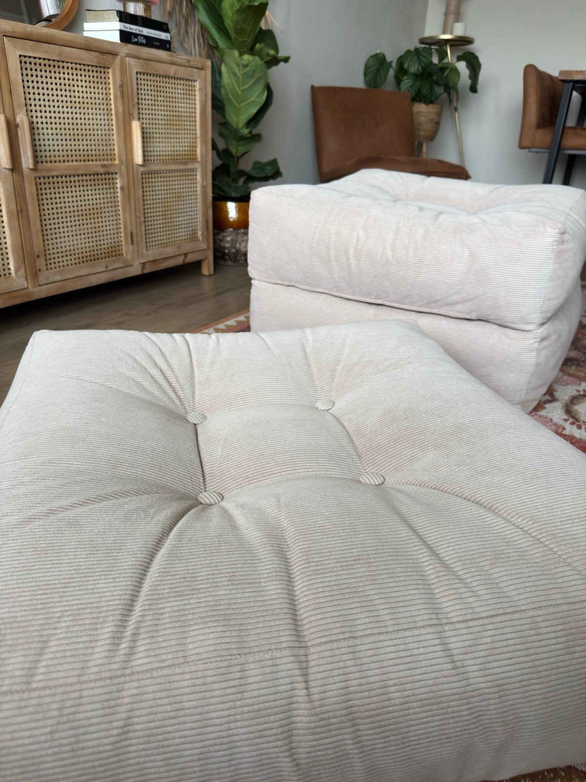 3x Karup Design More Pouf/poef - Ivoor - Zo goed als nieuw, Ophalen, Vierkant, Zo goed als nieuw, Stof