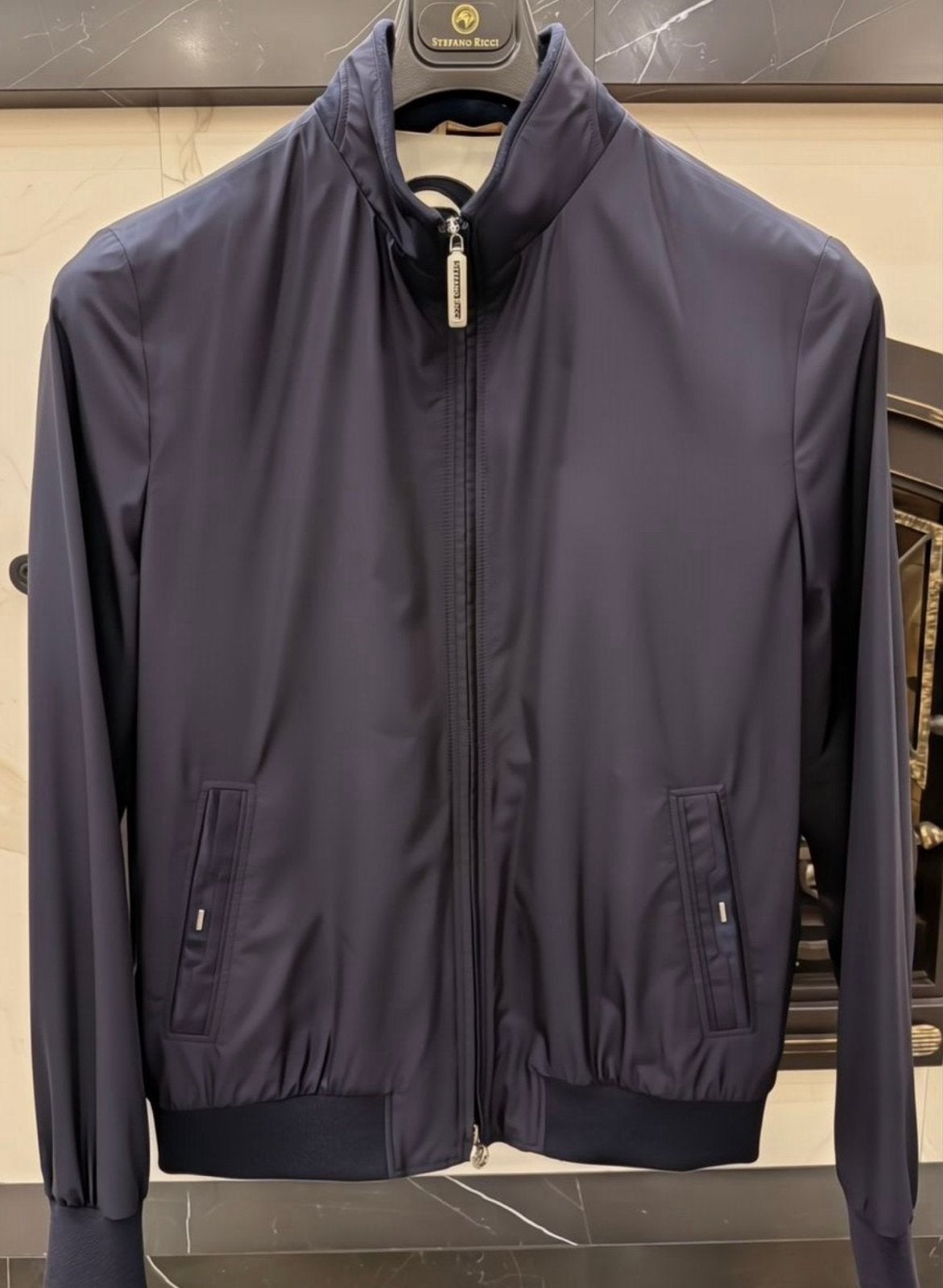 Stefano Ricci Blouson Bomberjack - Donkerblauw, Kleding | Heren, Ophalen of Verzenden, Zo goed als nieuw, Maat 48/50 (M), Blauw