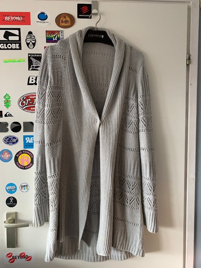 Esprit gehaakte dames vest(nr.15 DM1), Maat 38/40 (M), Ophalen of Verzenden, Grijs, Gedragen