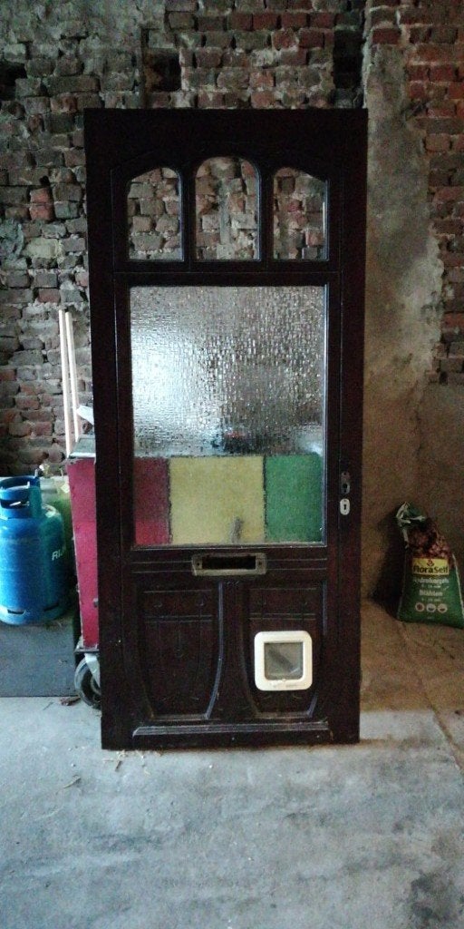 Jugendstil voordeur Art Nouveau, Ophalen, Gebruikt, 80 tot 100 cm, 215 cm of meer
