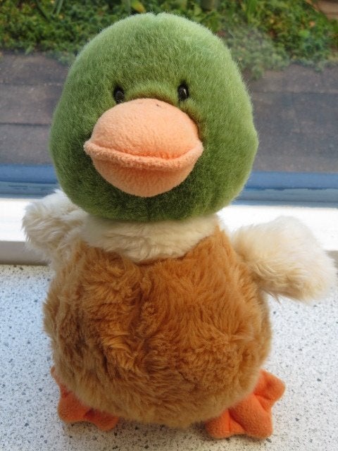 Pluche eend woerd Madduck merk Russ Berrie, Ophalen of Verzenden, Zo goed als nieuw, Korrelvulling, Middelgroot (20 tot 80 cm)