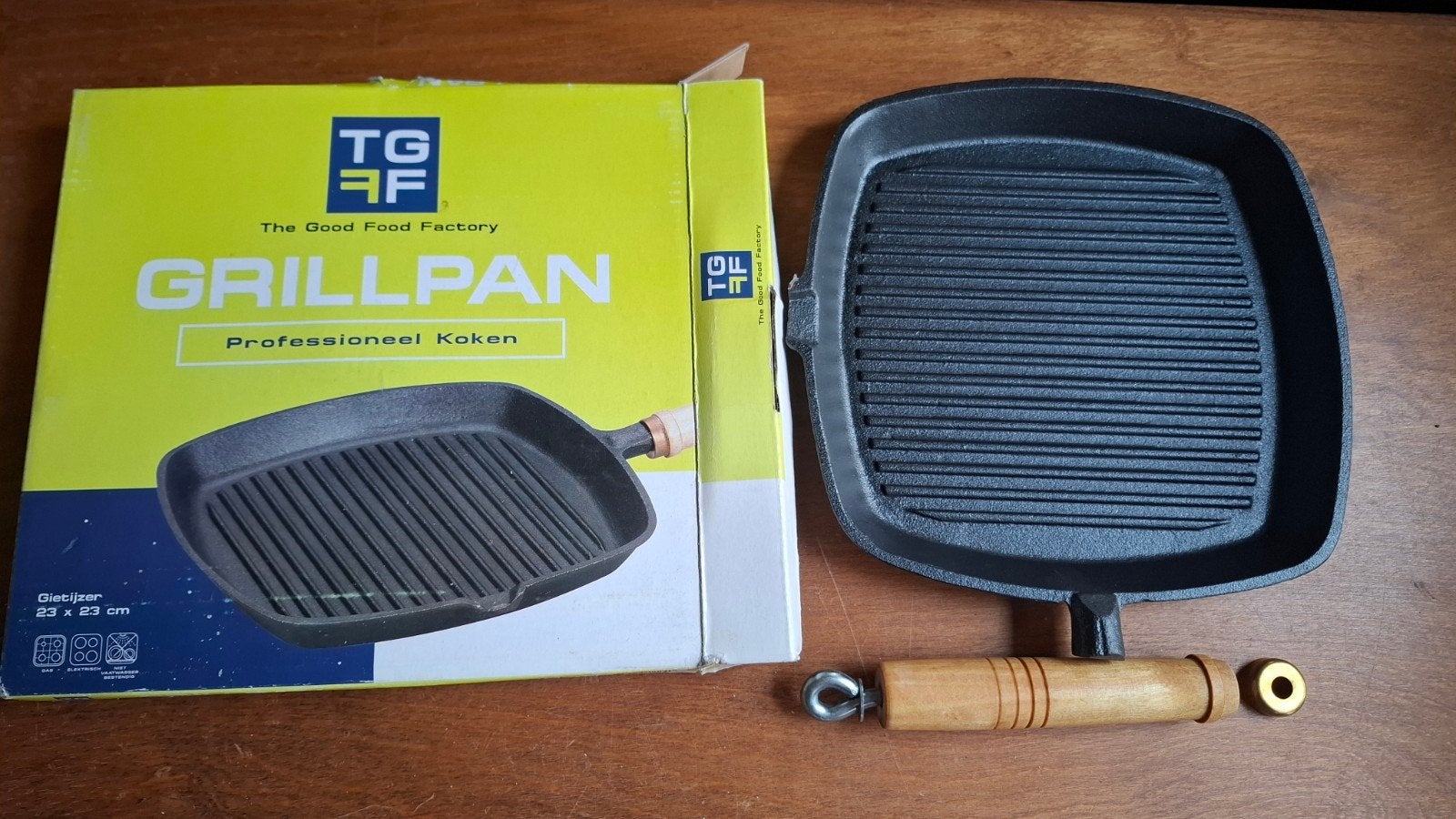 grillpan gietijzer horeca nieuw 23cm (3 beschikbaar), Ophalen of Verzenden, Nieuw