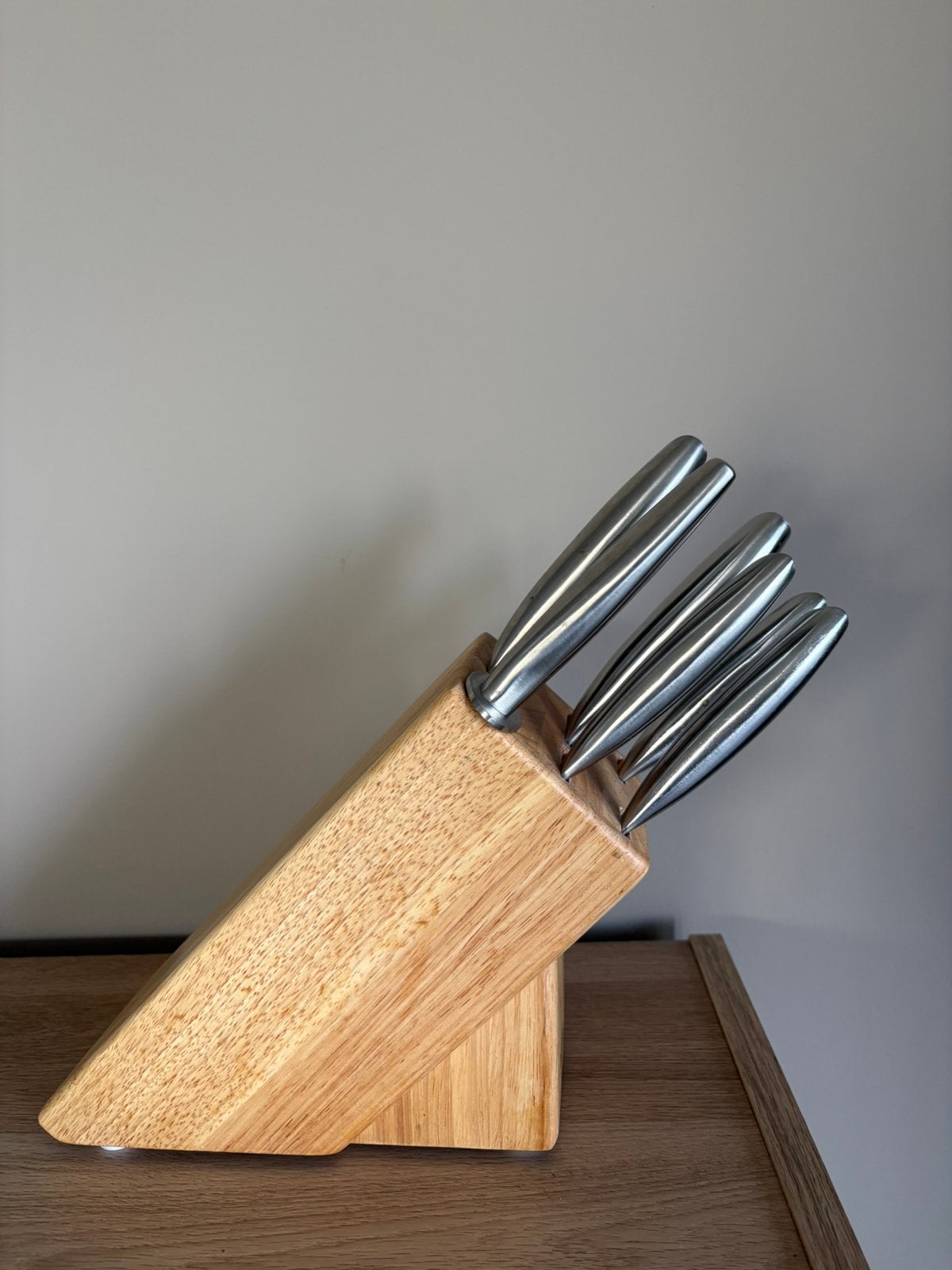 Messenblok, Huis en Inrichting, Keuken | Bestek, Ophalen of Verzenden, Zo goed als nieuw, Rvs of Chroom