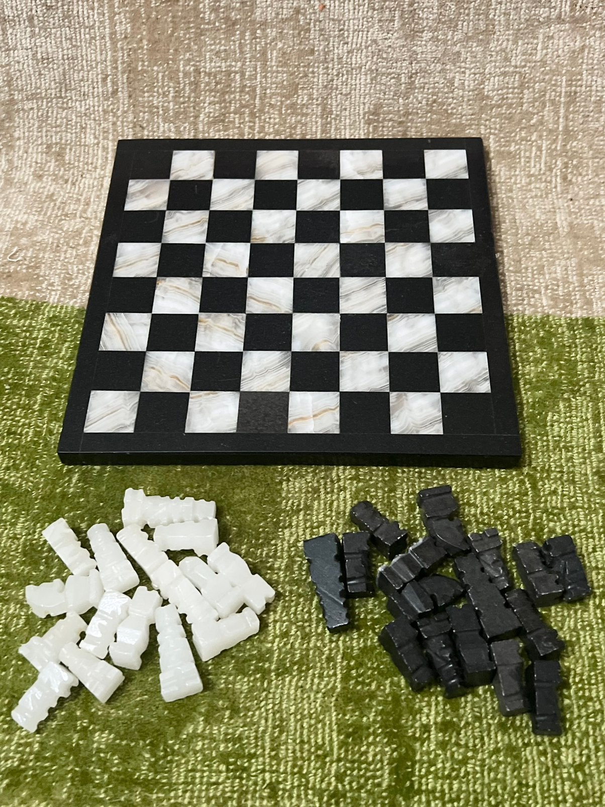 Uniek Marmeren Schaakspel - Zwart en Wit, Hobby en Vrije tijd, Gezelschapsspellen | Bordspellen, Een of twee spelers, Ophalen of Verzenden