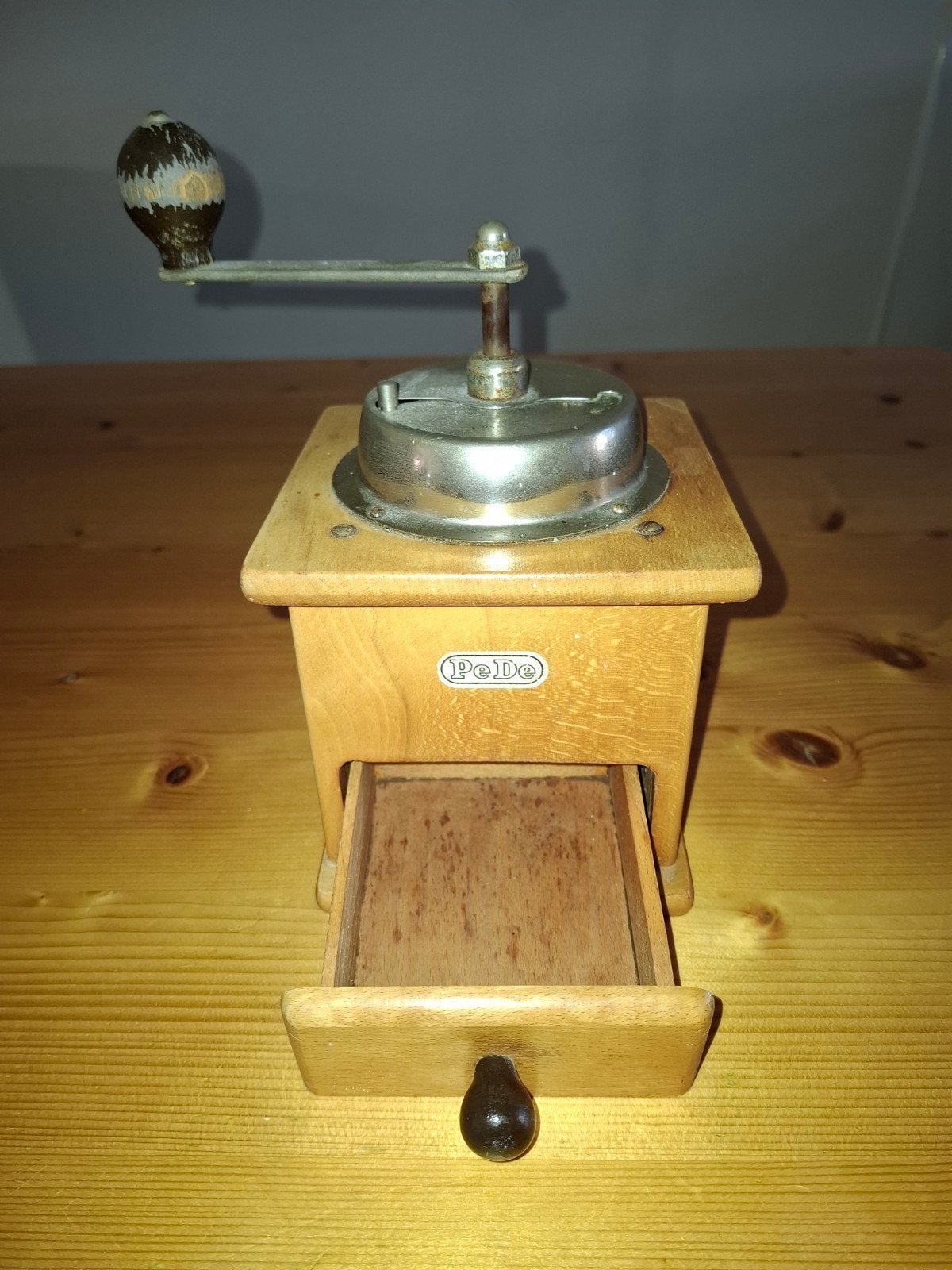 Vintage PeDe Koffiemolen - Houten Handmolen, Ophalen of Verzenden