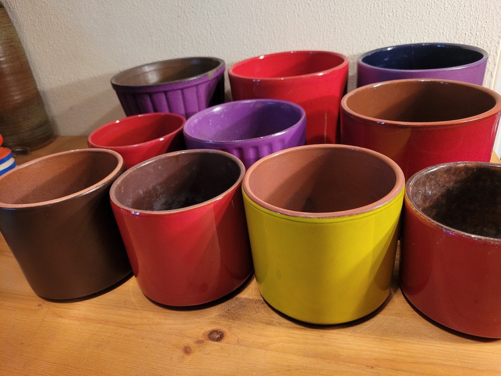 Oude vintage bloempot 3 voor 17 € bloempot potten pot Adco, Rond, Ophalen of Verzenden, Zo goed als nieuw, Aardewerk