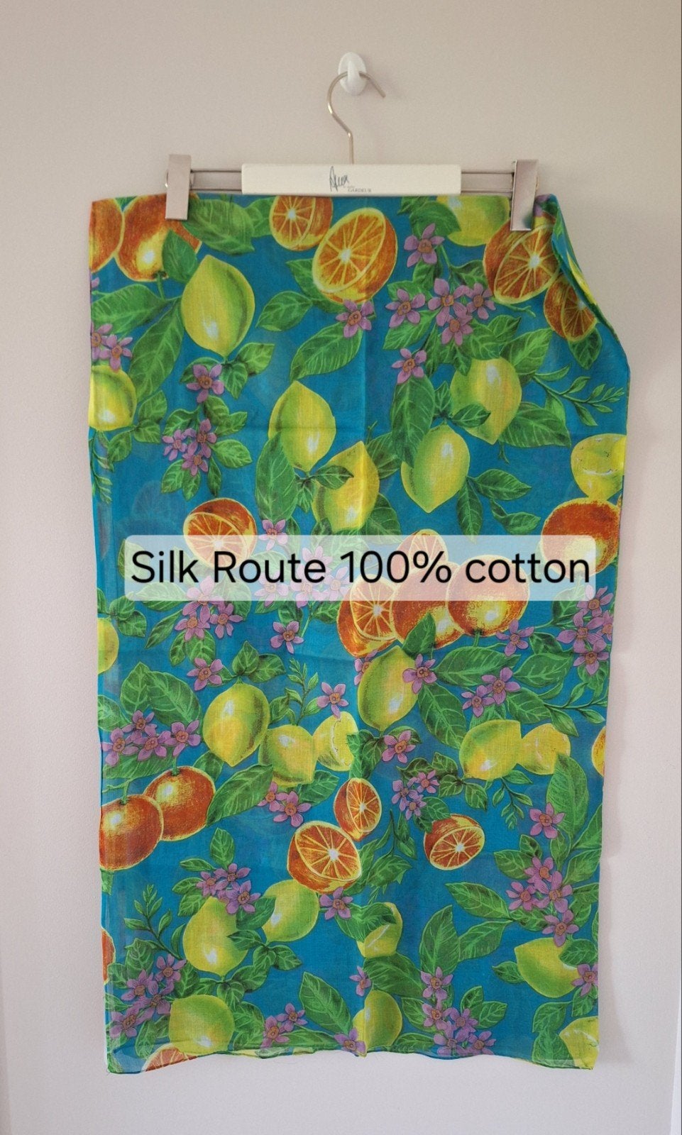 Silk Route pareo / sarong / sjaal citrus print 100% katoen, Nieuw, Ophalen of Verzenden, Sjaal, Maat 46/48 (XL) of groter