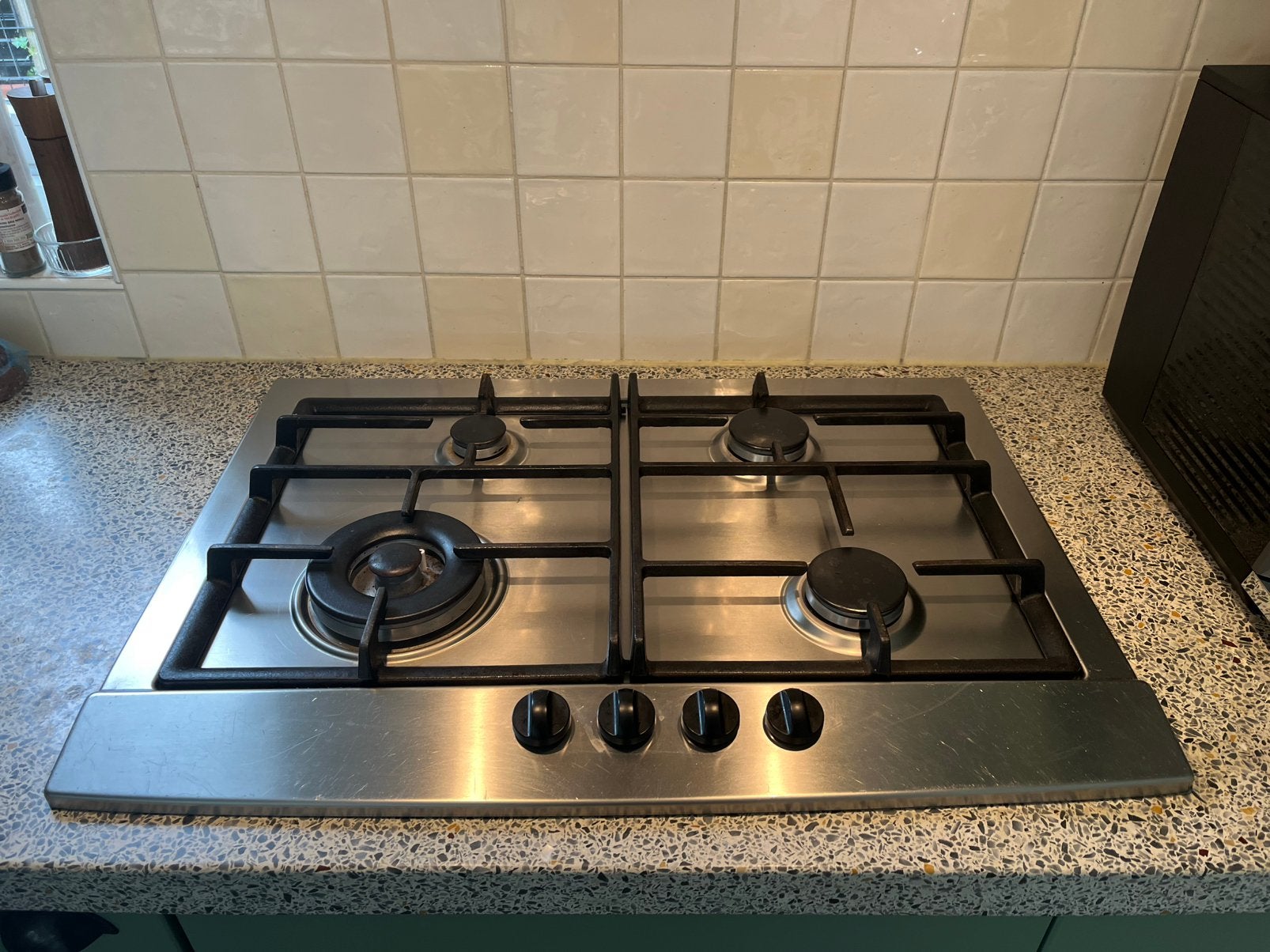 Gaskookplaat Pelgrim inbouw 4-pits RVS, Ophalen, 4 kookzones, Zo goed als nieuw, Inbouw