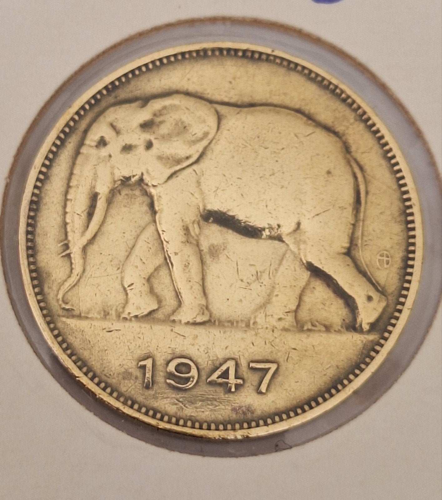 koloniale valuta 5 Fr. 1947 Belgisch-Congo, Verzenden, Losse munt