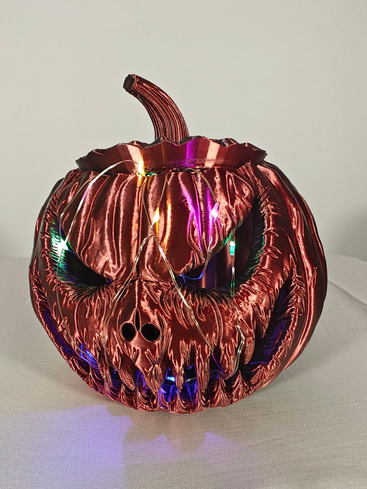 Halloween pompoen 16cm met schedel en meter LED-verlichting, Ophalen of Verzenden, Nieuw, Halloween of Griezel