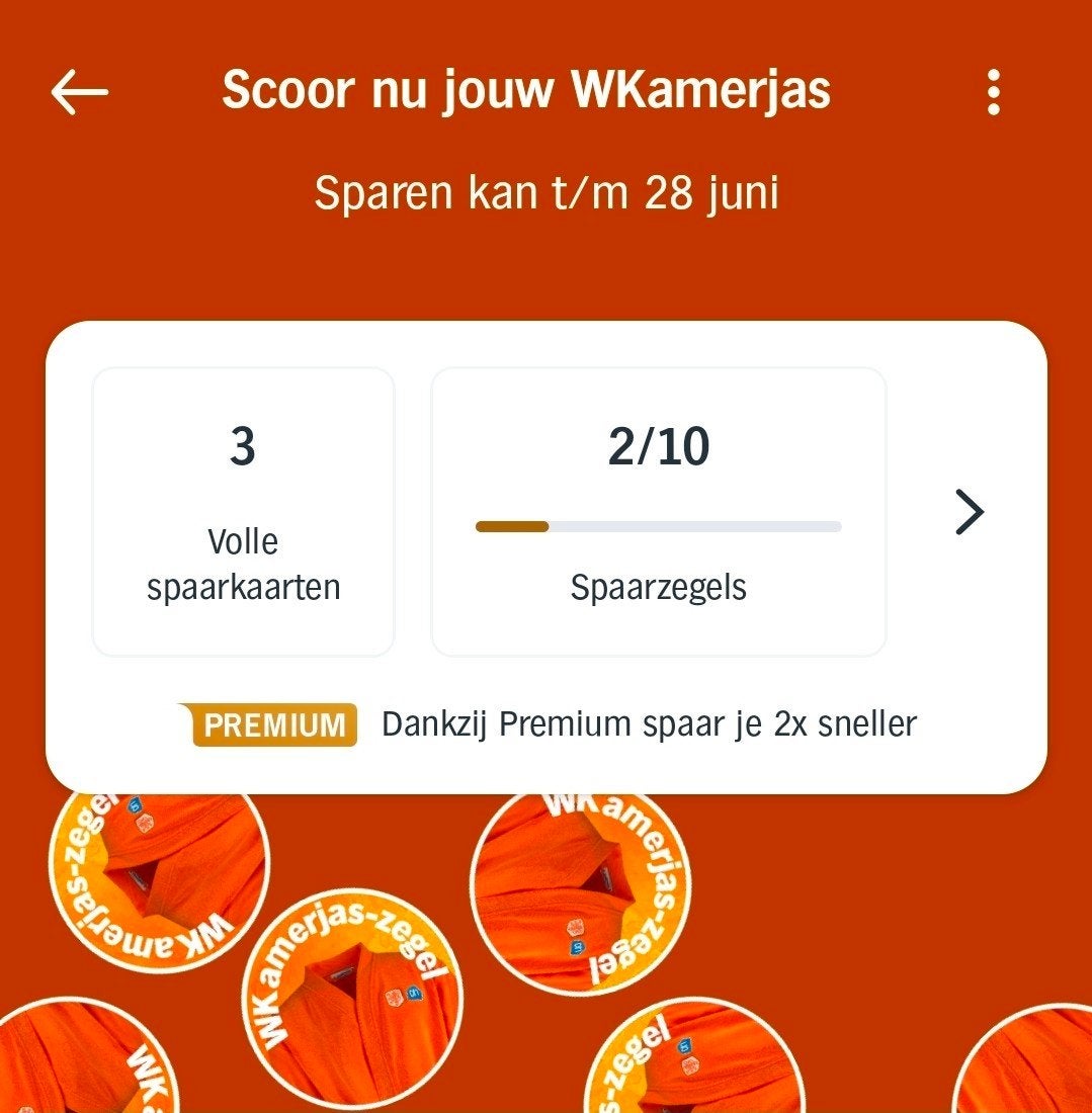 AH Spaarzegels WKamerjas - Oranje, Verzamelen, Supermarktacties, Albert Heijn, Ophalen