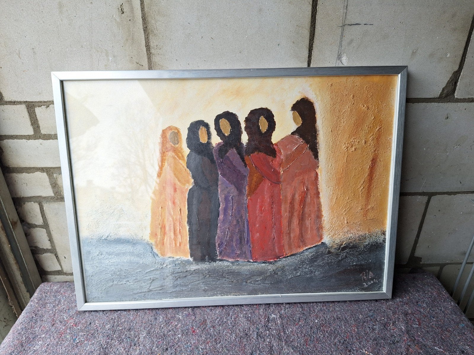 Schilderij 'Vrouwen in rij' - Uniek kunstwerk, Antiek en Kunst, Kunst | Schilderijen | Klassiek, Ophalen