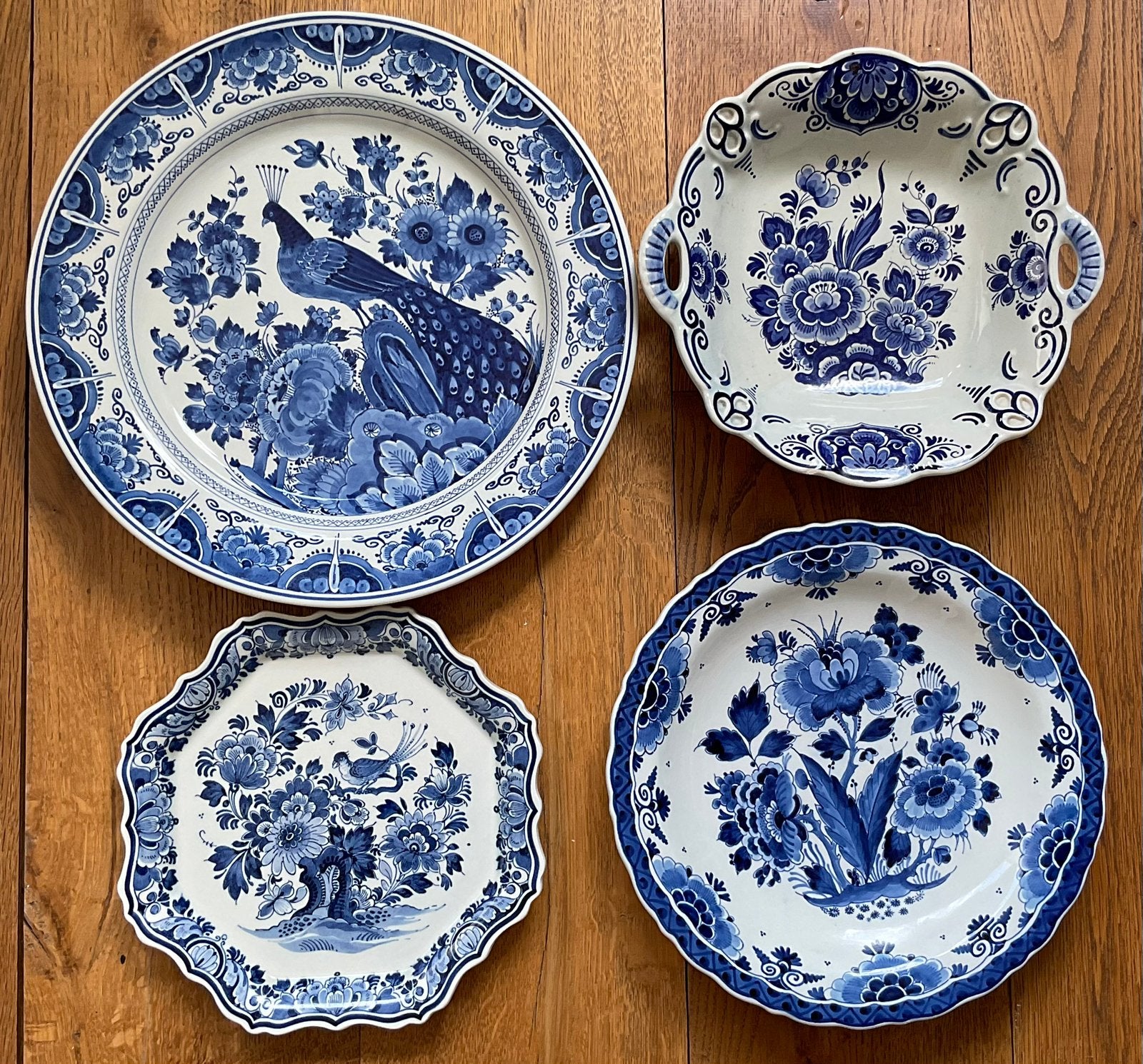 3 Delfsblauwe wandborden en 1 Delfsblauwe schaal, Ophalen