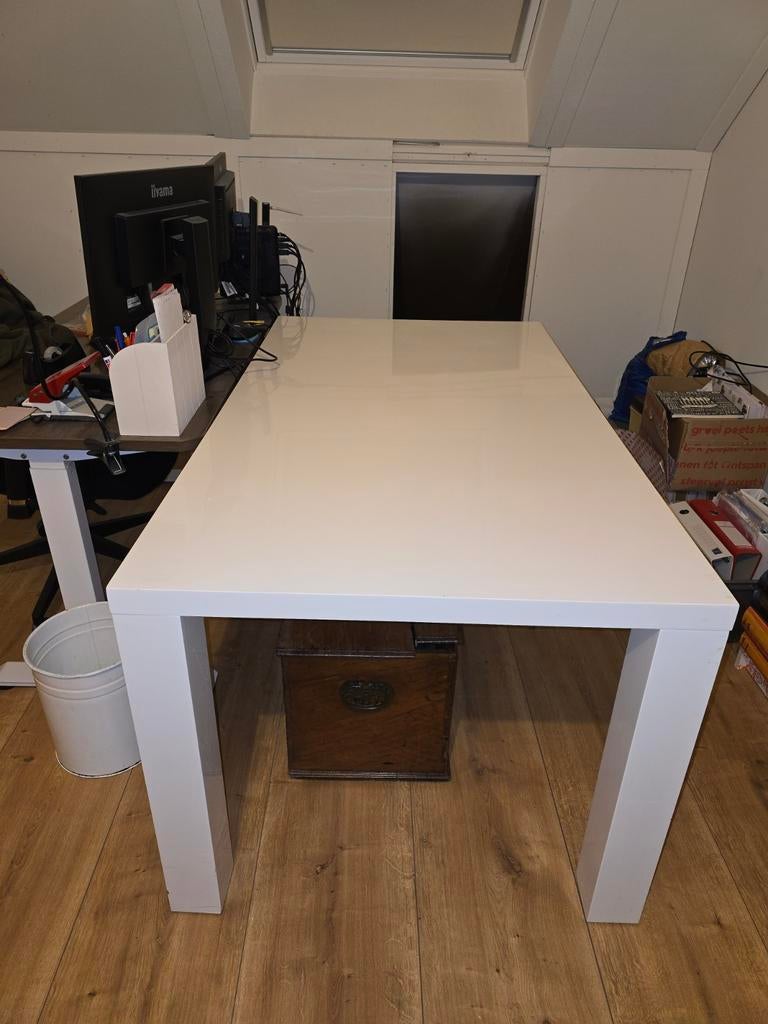 Witte Eetkamertafel / Hobbytafel - 160x90 cm, Ophalen, Overige materialen, Gebruikt, 50 tot 100 cm