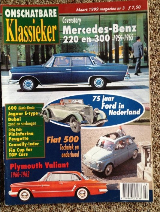 OKM Mercedes W111, Fiat 500, Plymouth Valiant, Jaguar E-type, Ophalen of Verzenden, Gelezen, Algemeen