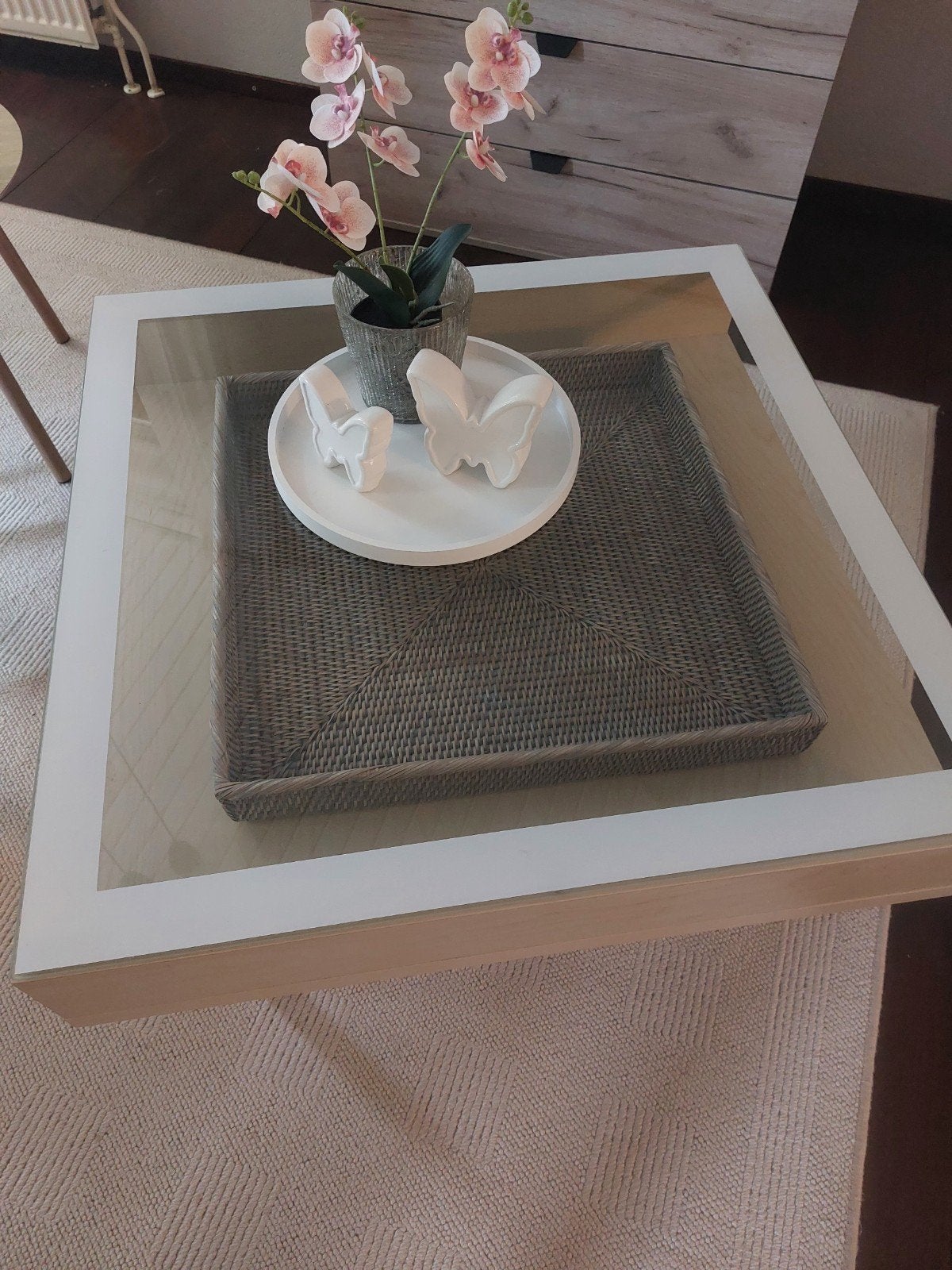 Moderne salontafel met glazen blad en opbergruimte, 50 tot 100 cm, Vierkant, Modern, 5 – 50