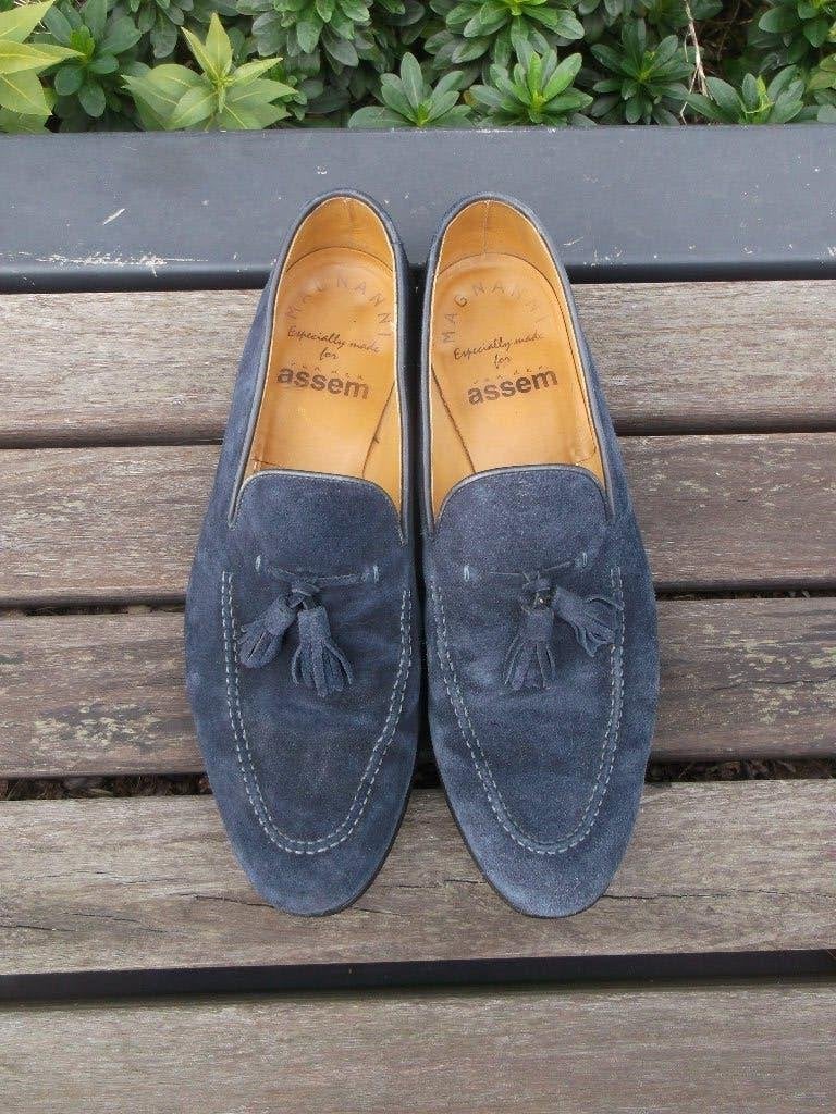 Blauw suede schoenen van Magnanni for Van den Assem (mt 43), Loafers, Blauw, Ophalen of Verzenden, Zo goed als nieuw