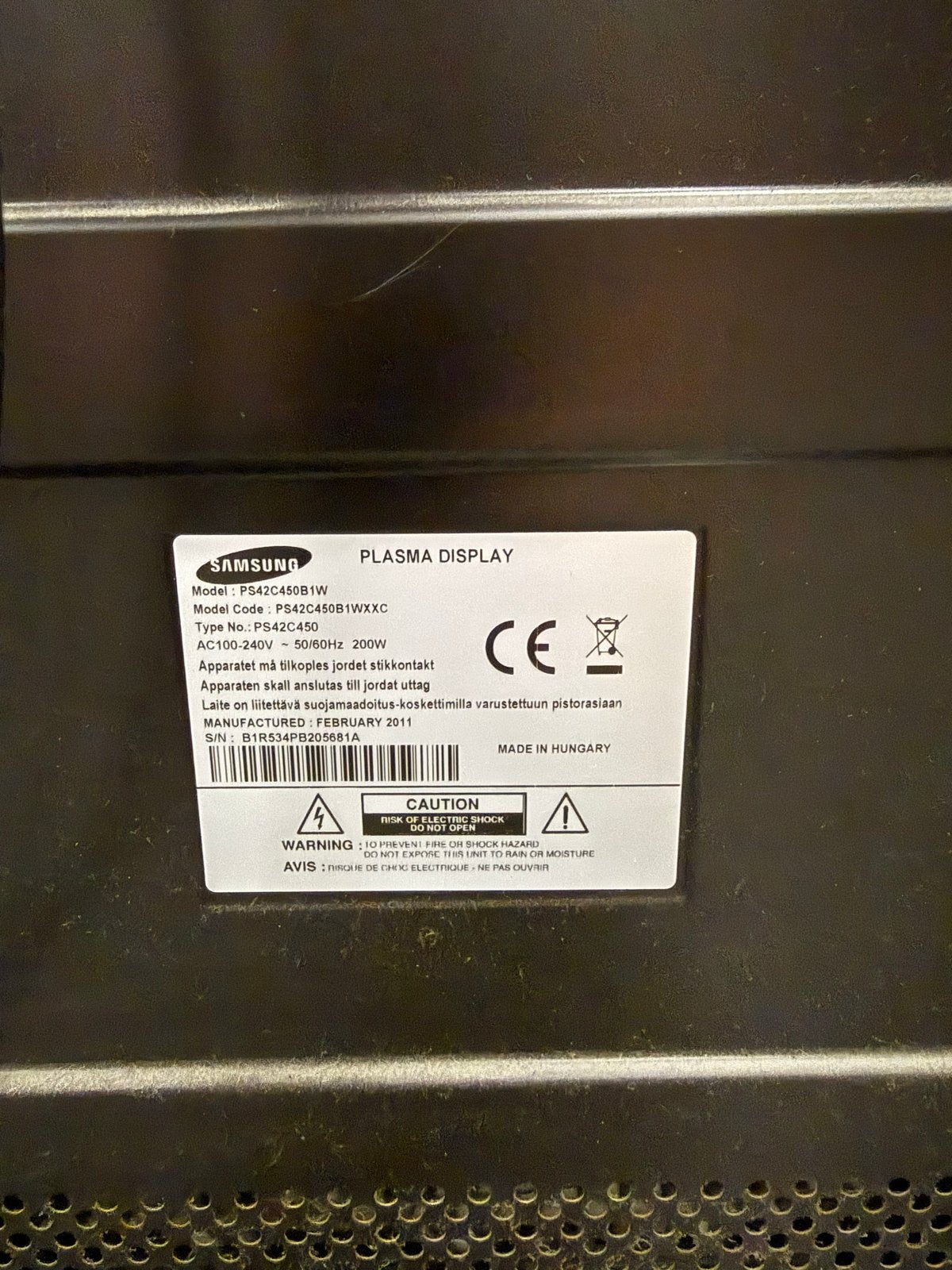 Samsung Plasma TV 42 inch - PS42C450B1W, Audio, Tv en Foto, Televisies, Ophalen, Gebruikt, 50 Hz, Samsung