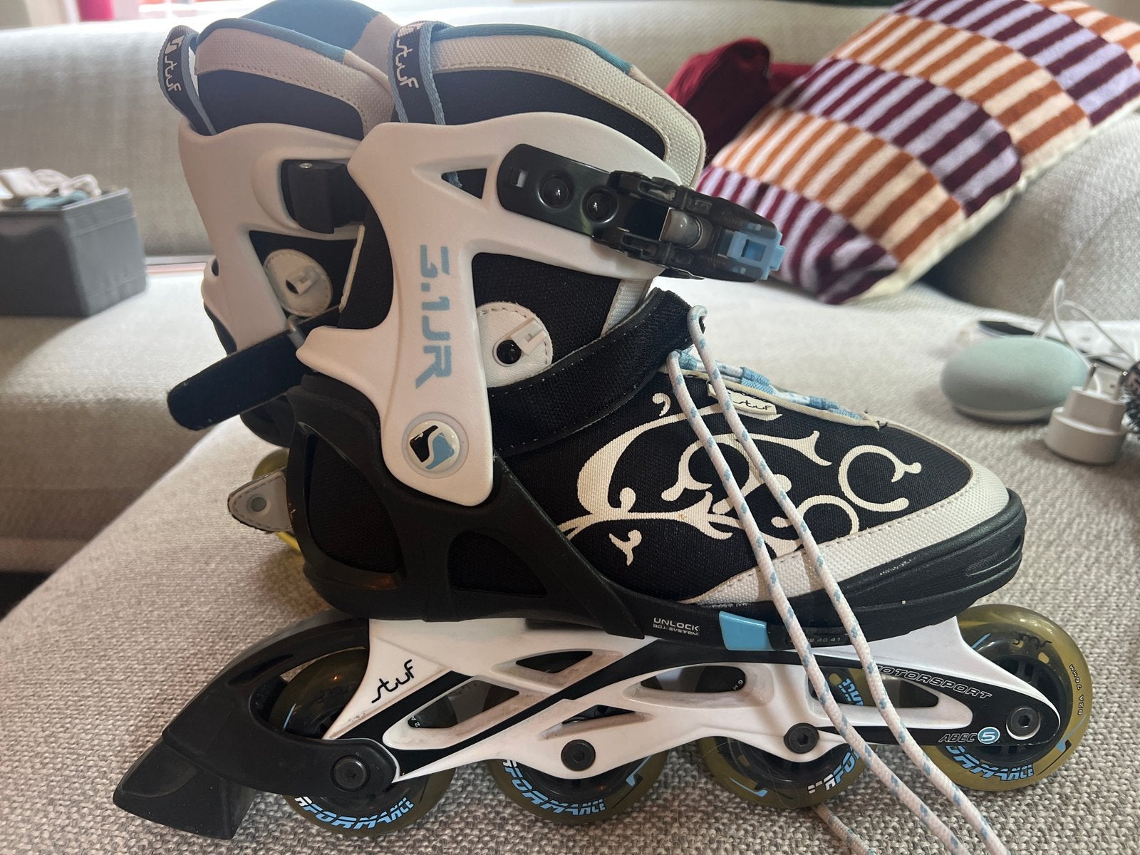 Verstelbare inline skates rubbere wielen maat 38-41, Sport en Fitness, Skeelers, Ophalen, Verstelbaar, Kinderen, Zo goed als nieuw