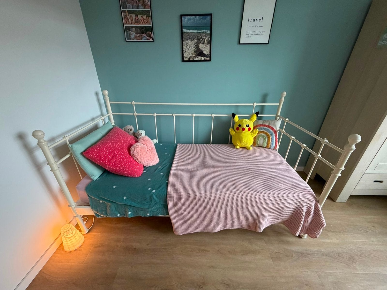 Ikea bed 90x200 wit met automatische lattenbodem, Huis en Inrichting, Slaapkamer | Bedden, Ophalen, 90 cm, Eenpersoons, Wit