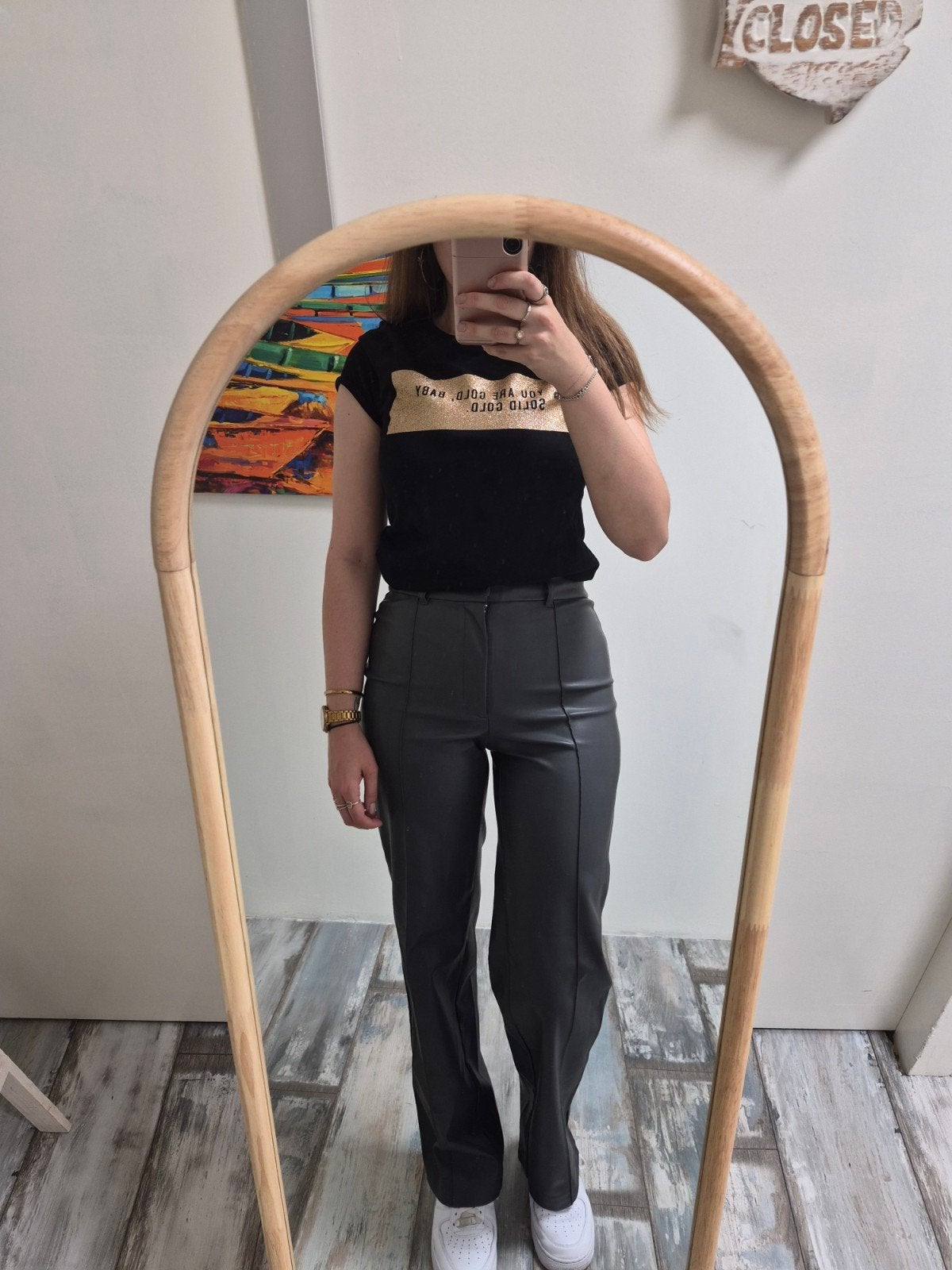 Grijze leatherlook broek, Kleding | Dames, Seven Sisters, Ophalen of Verzenden, Zo goed als nieuw, Maat 36 (S)