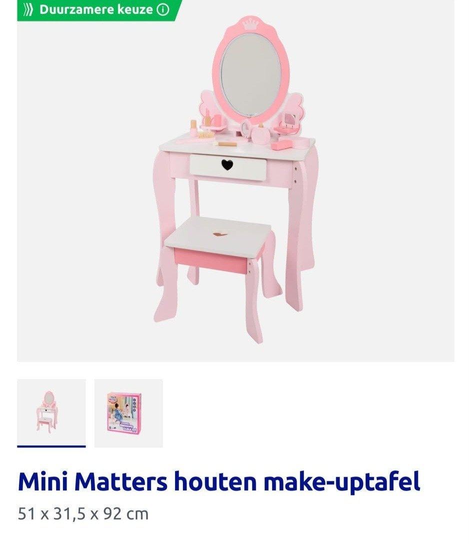 Mini Matters houten make-uptafel met krukje, Kinderen en Baby's, Ophalen