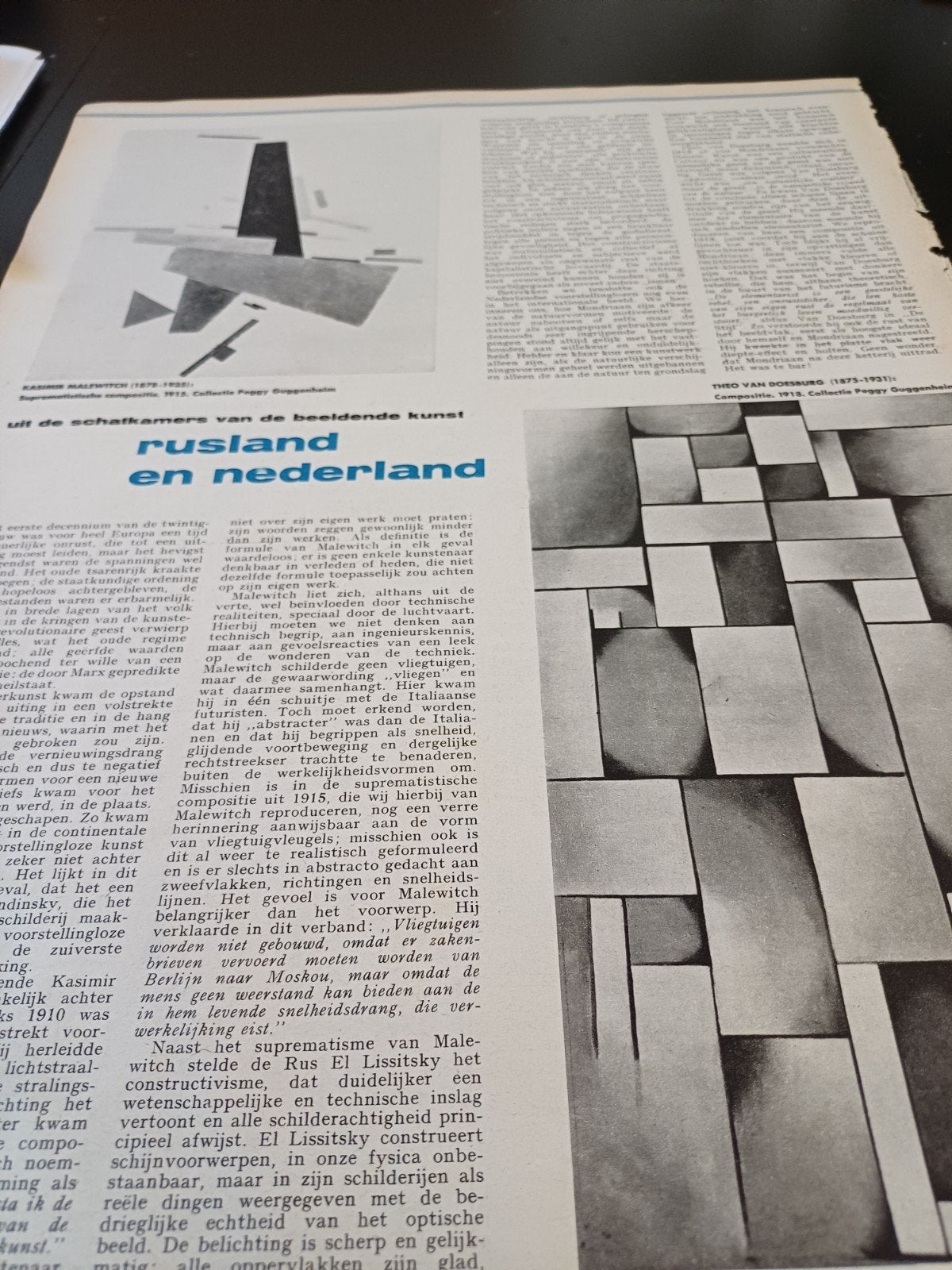 artikel kunst Rusland en Nederland Kasimir Malewitch, Ophalen of Verzenden, 1940 tot 1960, Knipsel(s)