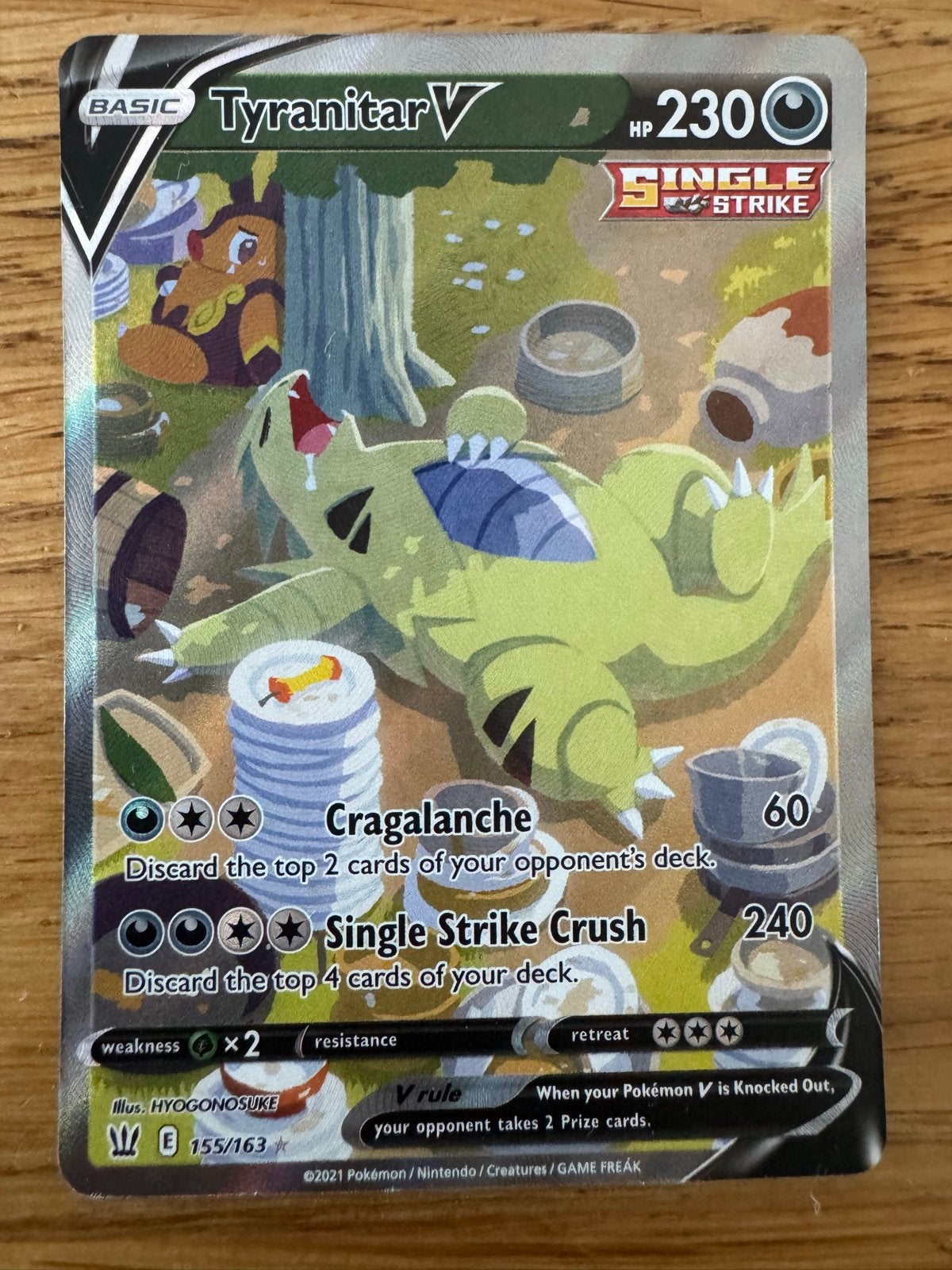 Tyranitar V (Alternate Art) Pokémon Kaart - Battle Styles, Ophalen of Verzenden, Gebruikt, Losse kaart