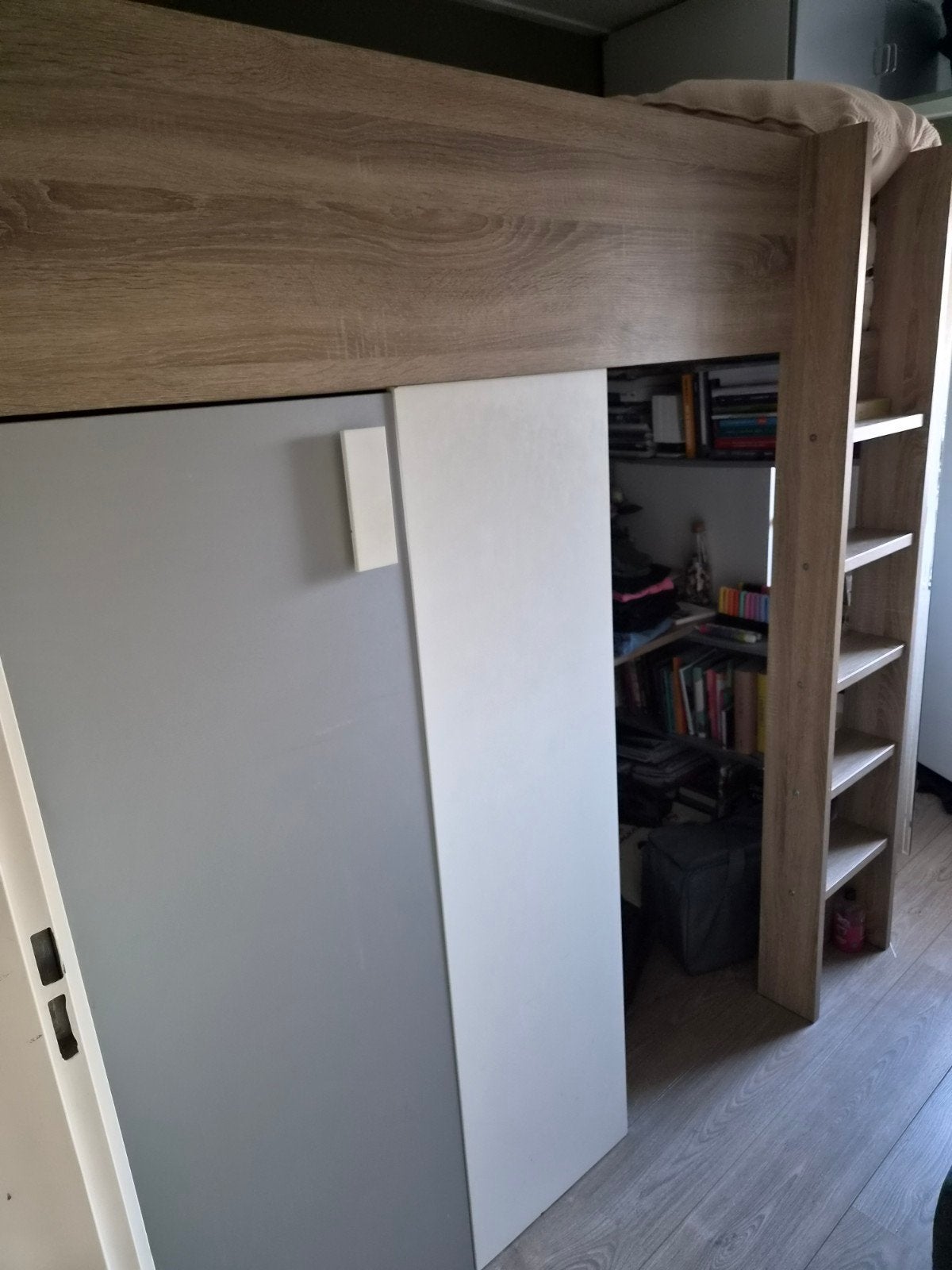 Hoogslaper met bureau, kast en planken -, Ophalen, 90 cm, Zo goed als nieuw, 200 cm